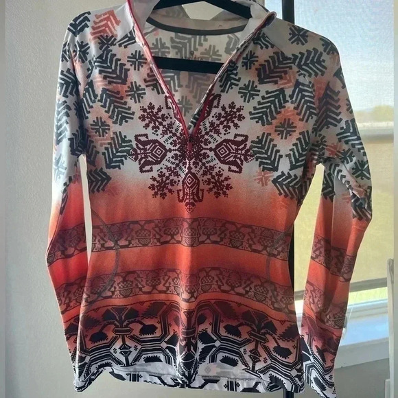 Athleta Aztec snowflake women’s 1/2 zip pullover lightweight sporty jacket small - Picture 2 of 7